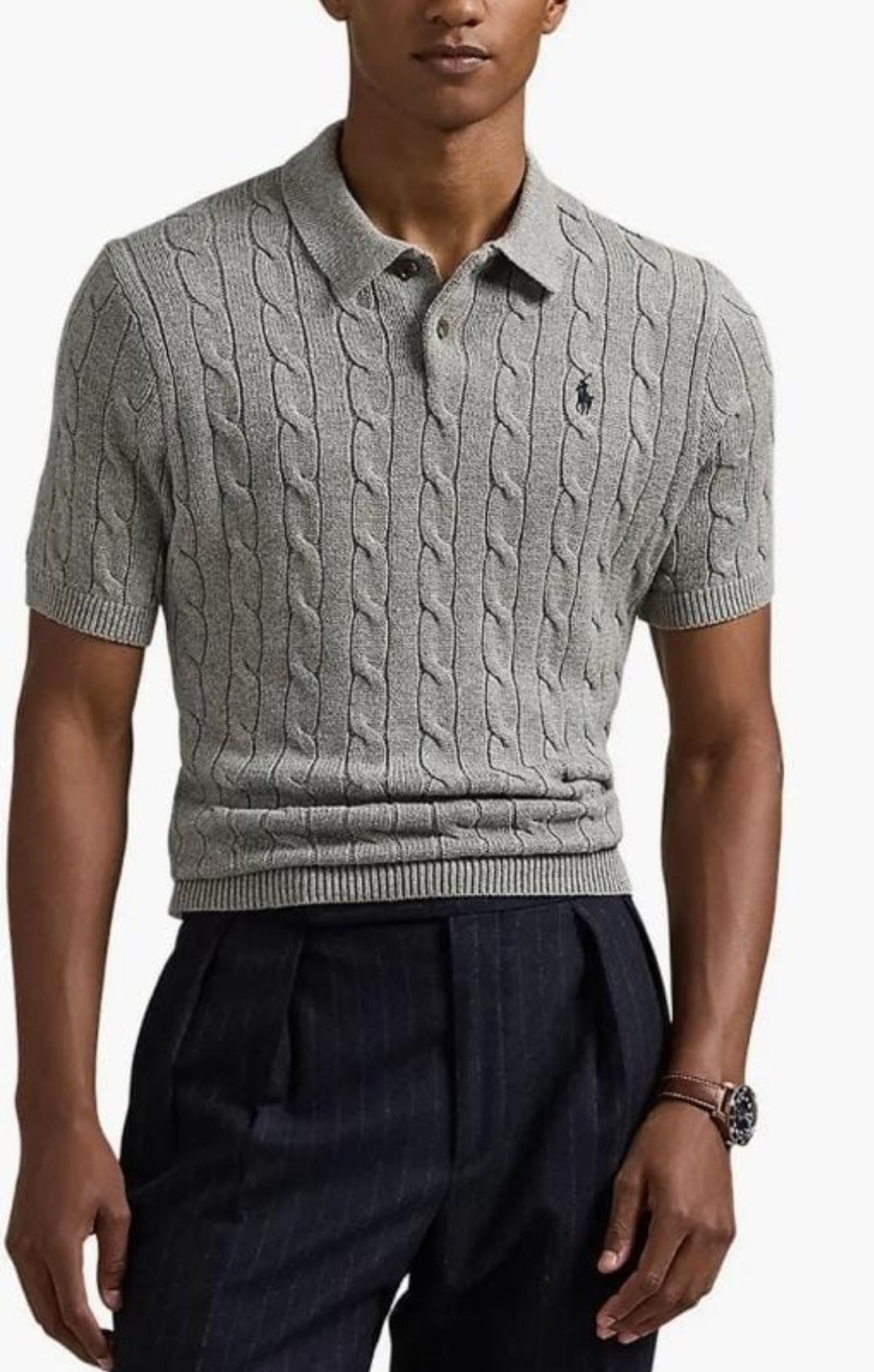 Textured Grey Cable Polo