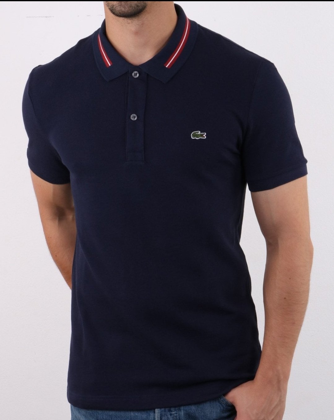 Classic Navy Polo with Red Trim