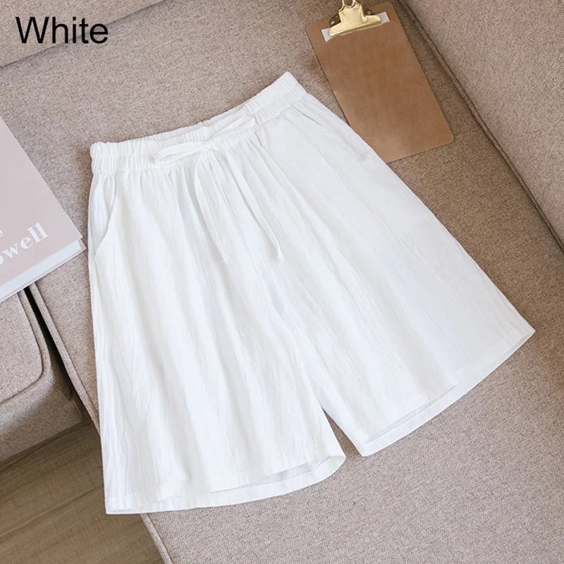 2025 New Summer Cotton Linen Shorts Women Gym Workout Shorts Solid Color Casual Basic Short Pants High Waisted Shorts Sport