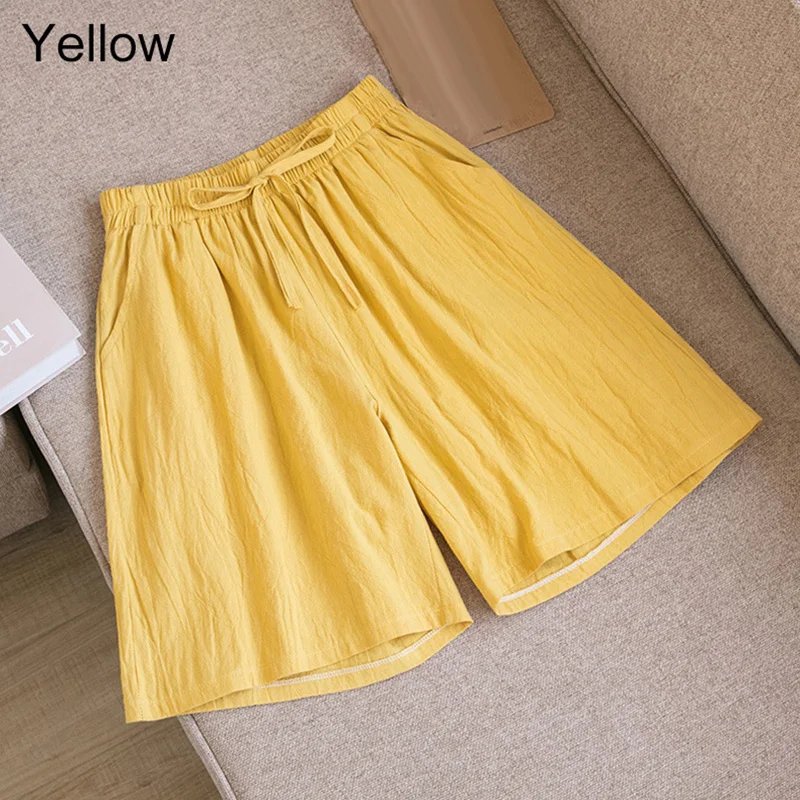 2025 New Summer Cotton Linen Shorts Women Gym Workout Shorts Solid Color Casual Basic Short Pants High Waisted Shorts Sport