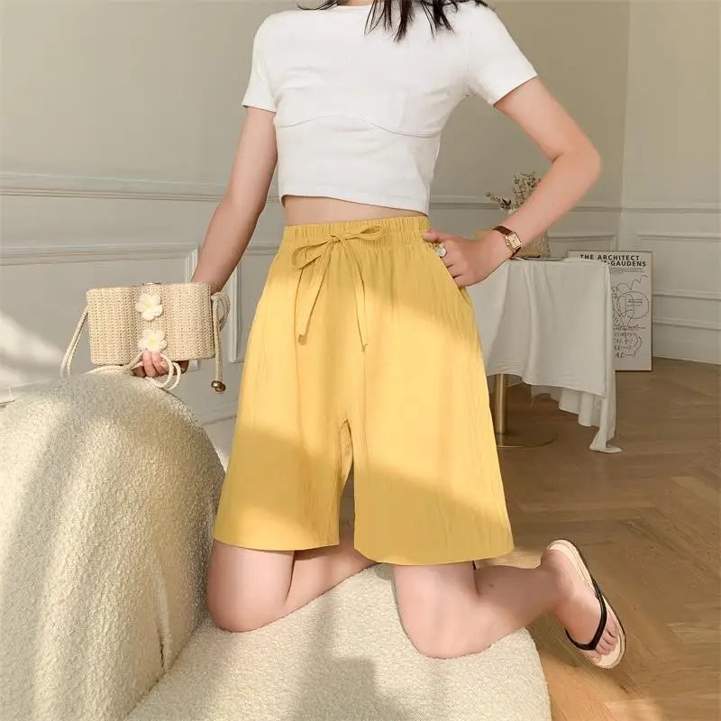 2025 New Summer Cotton Linen Shorts Women Gym Workout Shorts Solid Color Casual Basic Short Pants High Waisted Shorts Sport