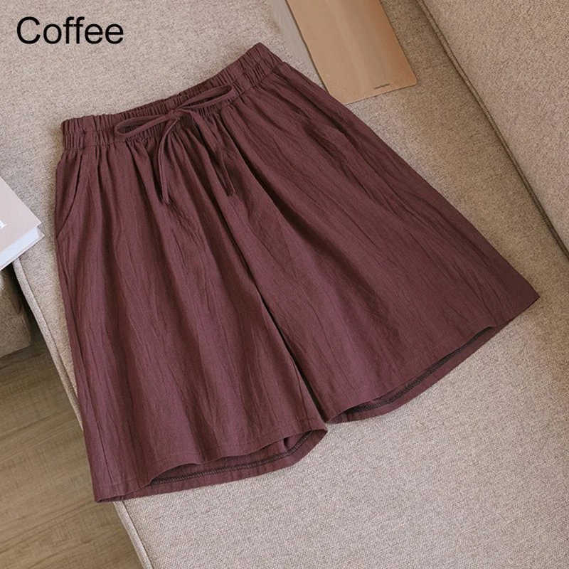 2025 New Summer Cotton Linen Shorts Women Gym Workout Shorts Solid Color Casual Basic Short Pants High Waisted Shorts Sport