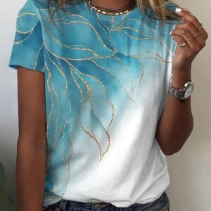 Women’s summer floral graphic T-shirt with 3D effect flower print