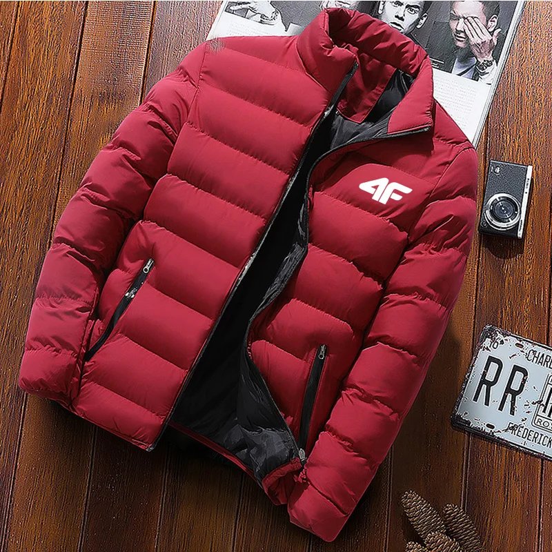 Men’s Winter Cotton Coat – Long Sleeve Zip-Up Padded Jacket