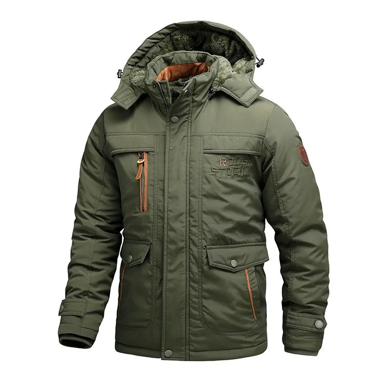 Men’s Hooded Winter Coat – Thick Warm Cargo Jacket with Oversize Fit